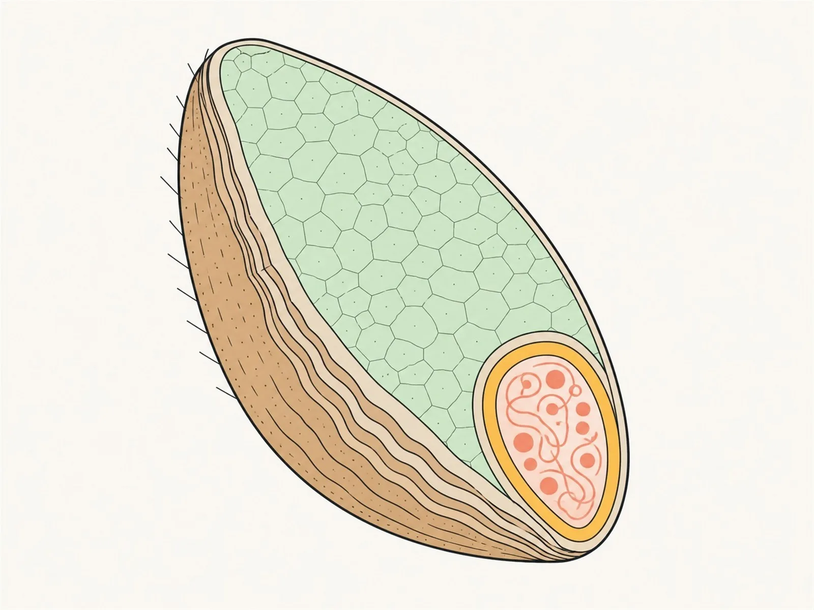 Cross-section diagram of a wheat berry showing bran, germ and endosperm, with the germ's oil marked as the rancidity risk