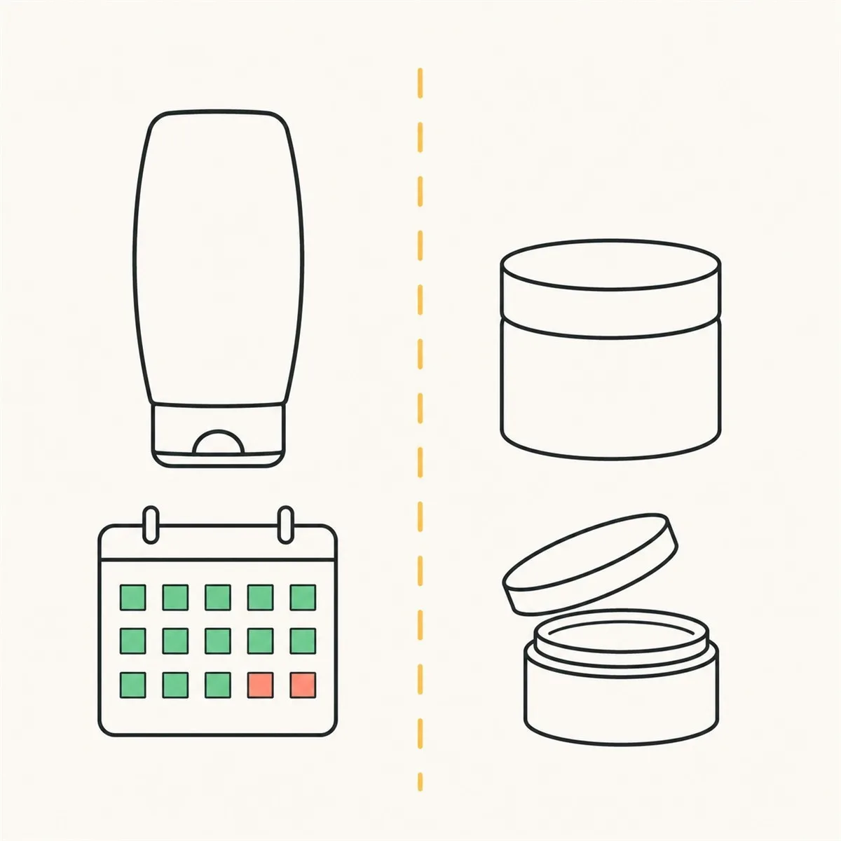 Side-by-side diagram comparing a US printed expiry date to the EU open-jar PAO twelve-month symbol