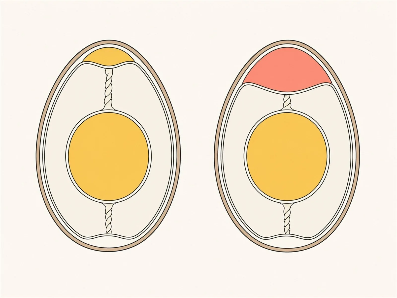 Cross-section diagram of an egg showing the air cell at the blunt end growing larger with age